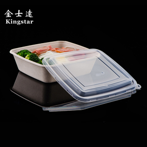 Precio de fábrica caña abierta fácilmente tapa plana de plástico para compostables pulpa lonchera - Product Image 3