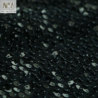 Tissu en maille de velours noir 100% polyester Nanyee, brodé de paillettes, pour mariage et ameublement