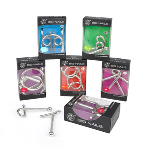 6 cái/bộ lồng vào nhau trò chơi kongming khóa giải pháp thú vị trêu ghẹo não <span class=keywords><strong>3D</strong></span> liên kết dây kim loại trò chơi câu đố - Product Image 6