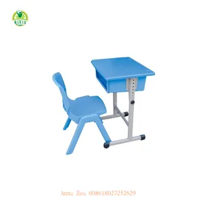 Non-toxic height regulable kids desks/kindergarten classroom furniture /plastic study table for kids QX-195H