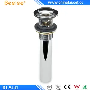 Beelee Bathroom Push Button Plug Overflow Pop Up Drain Assembly Waste Vessel Sink Drain