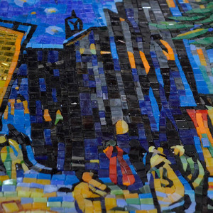 Cafe Terrace at Night Backsplash mattonelle di mosaico di vetro murales piastrelle per hotel lobby decorazione - Product Image 5