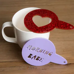 Personalised Laser Cut Lovely Colorful Acrylic Coffee Stencil Set