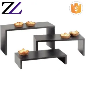 Food and beverage service equipment 3 tiers wooden buffet elevation cake dessert stand rack wood buffet risers display for sale