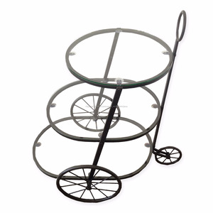 Servicio de hierro Barra de La Carretilla Carrito con Ruedas Ideal de Diseño Único Del <span class=keywords><strong>Vino</strong></span> Del Metal Rack - Product Image 2
