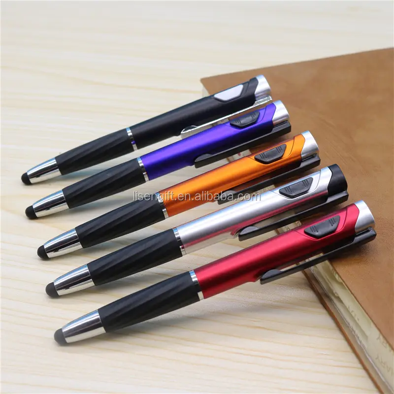 3 in 1 led light pens stylus pen with custom logo