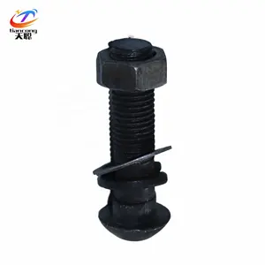 DIN5903 carbon steel fish bolt with nut and washer for railway fish plate fasteners with good price