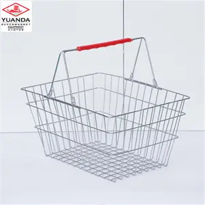 Store used metal carry shopping basket chrome basket