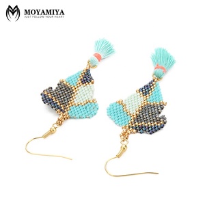 Moyamiya bijoux délicats faits à la main Miyuki feuille/plume perle charme nouveau modèle gland boucles d'oreilles Design à la mode - Product Image 1