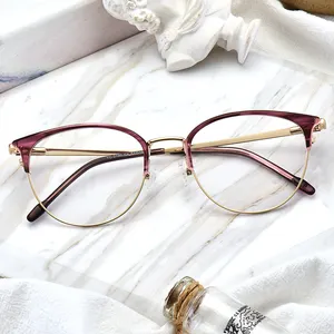 Unisex NỬA KHUNG Acetate kim loại eyeglassestemple khung Acetate kim loại khung kính