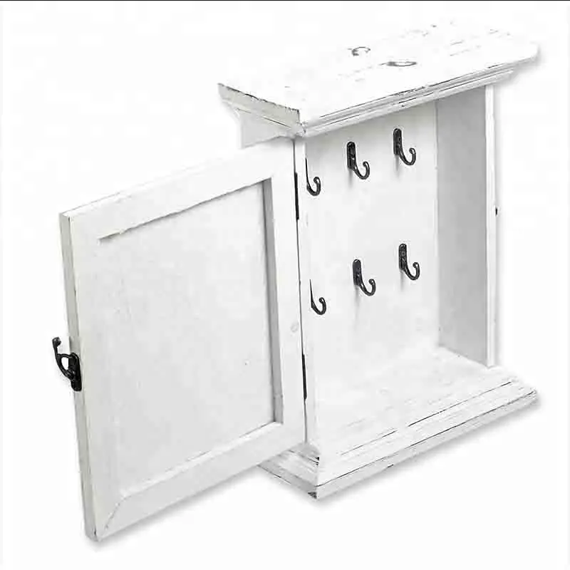 素朴な白い洗浄木製キーボックス家の装飾壁掛け木製キーホルダーボックス