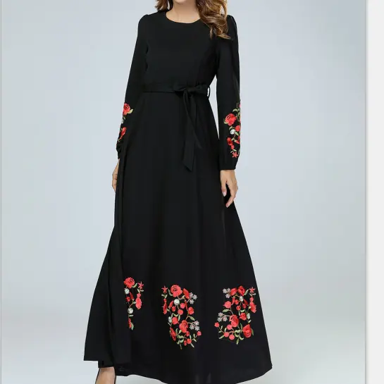 Longue robe pour femmes, manches longues, modeste, Maxi, musulmane, turquie, tendance, 2019