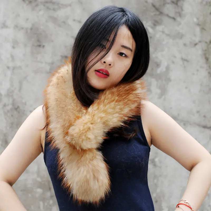 CX-S-25A женские новые модные роскошные золотые натуральный мех енота шарфы