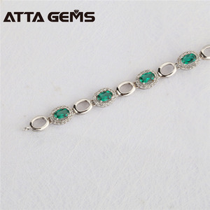 <span class=keywords><strong>Bracciale</strong></span> in argento sterling 925 con pietre <span class=keywords><strong>di</strong></span> smeraldo create da 3,35 carati - Product Image 3