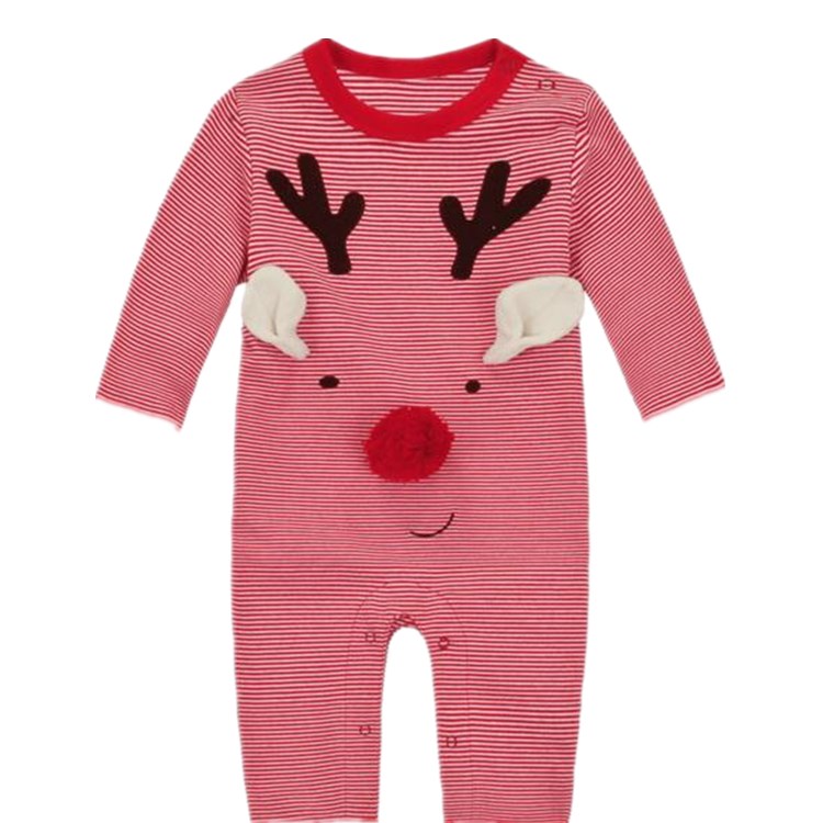 Хлопок Рождество оленей с длинным рукавом One Piece детская одежда боди