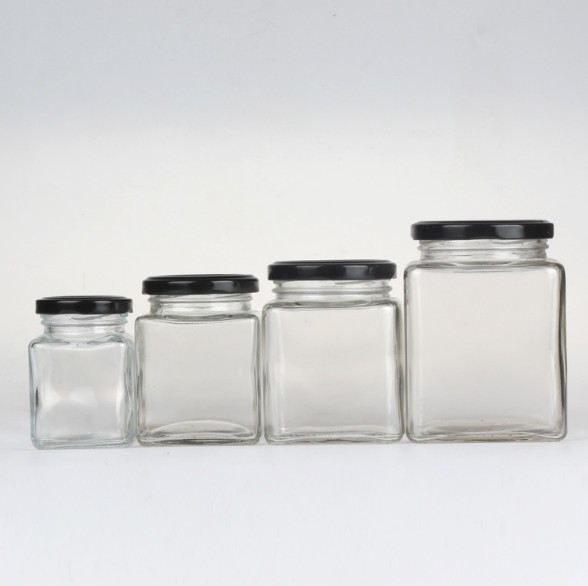 280ml Custom design recycled screw top clear food storage honey glass jar
