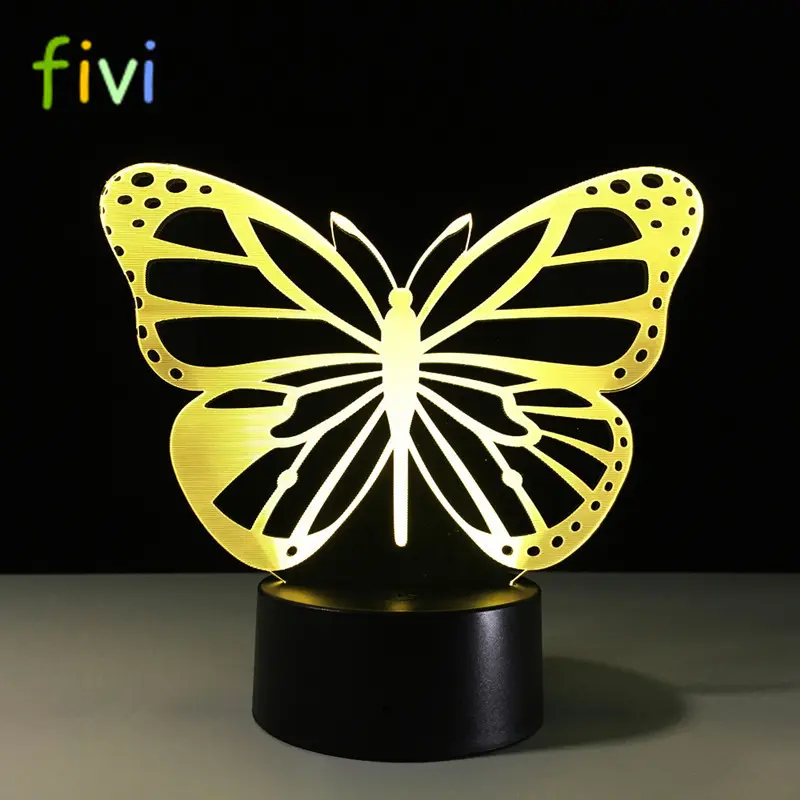 Schmetterling LED Schlafzimmer Nachtlicht Acryl 3D Lampe 7 Farben Ändern Touch-Schalter Wohnzimmer Lichter Schlaf licht