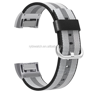 Para <span class=keywords><strong>Fitbit</strong></span> carga 2 bandas, prima woven nylon ajustable correa de repuesto con conector de metal para carga 2 mujeres hombres - Product Image 1