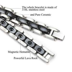 Bracelet en céramique sain noir pour homme, <span class=keywords><strong>bienfaits</strong></span> pour la santé, <span class=keywords><strong>tourmaline</strong></span> infrarouge, Energinox - Product Image 2