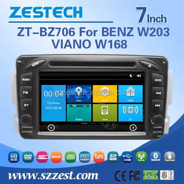 Dijital dokunmatik ekran stereo fonksiyonu araç dvd oynatıcı arka kamera ile ATV GPS Navi otomatik direksiyon Mercedes Benz için W203 araç dvd oynatıcı