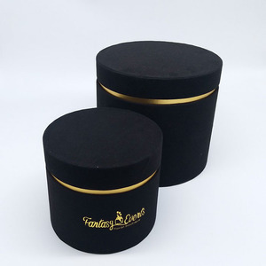Boîte à chapeaux en velours, <span class=keywords><strong>ronde</strong></span> décorative, avec poignées, cylindre pour chapeaux, vente en gros - Product Image 6