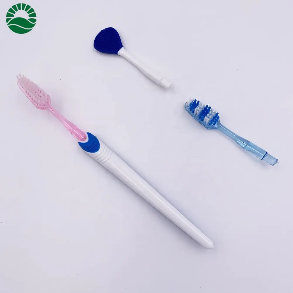 Cheap toothbrush set two changeable brush and one tongue cleaner