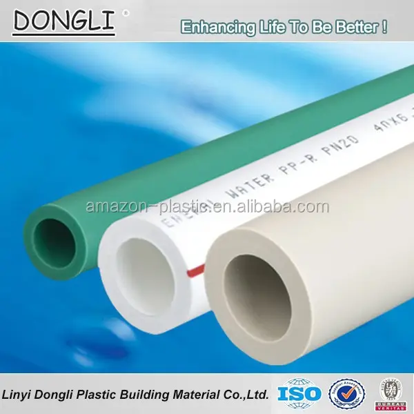Dn25 ppr tubería de agua pp tubo verde ppr tubería de plástico din 8077, 8078 ppr tubos