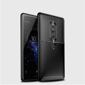 Capa traseira de fibra de carbono, para sony xperia xz2 premium, capa amortecedora de tpu