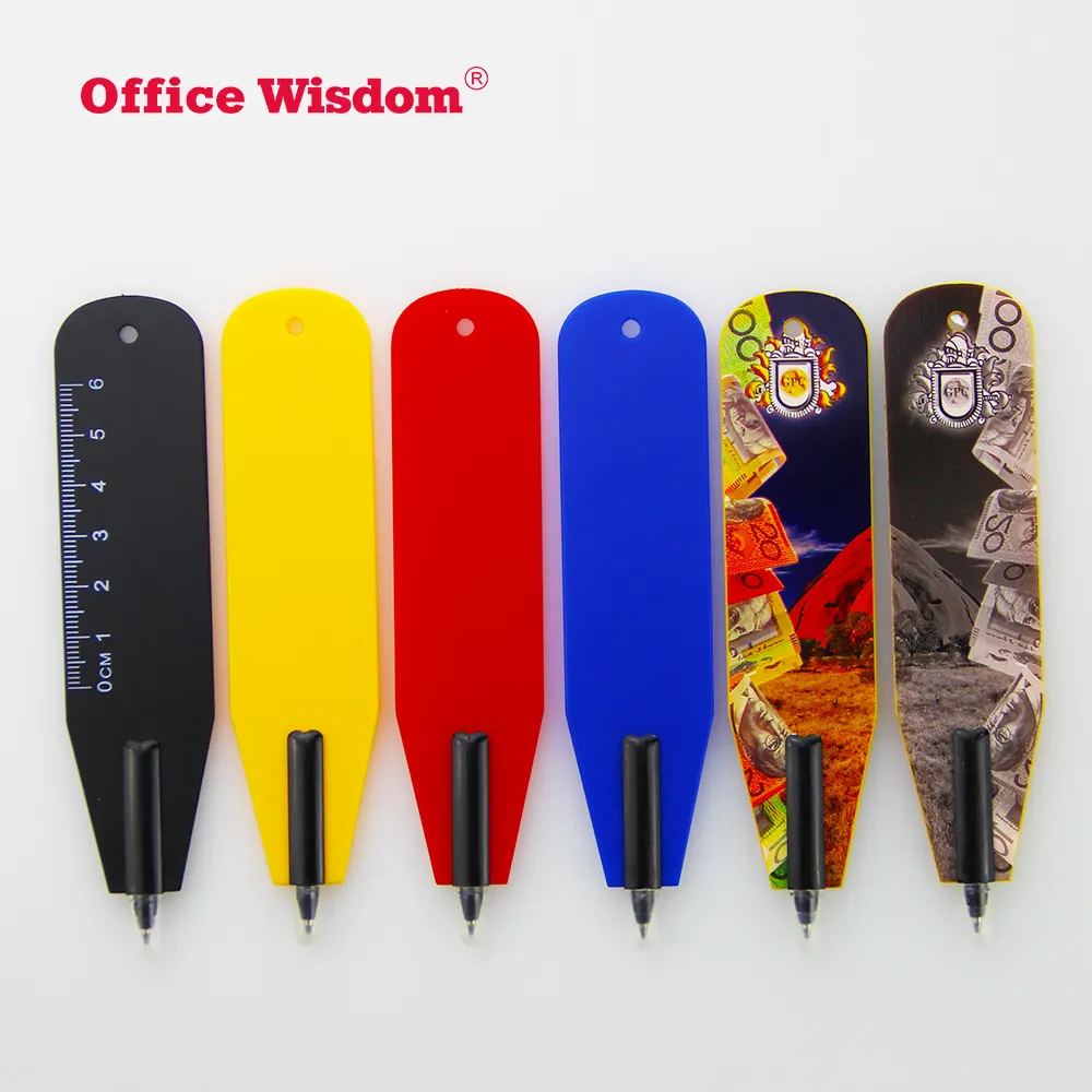 Bolígrafo De Bola de marcapáginas plano de plástico, Logo de impresión a Color personalizado, tamaño grande de doble cara, precio bajo, 10000 Uds.