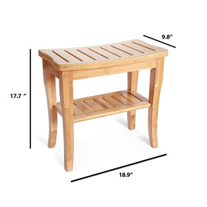 <span class=keywords><strong>Asiento</strong></span> de Ducha Ecológico de Bambú, Banco Organizador para Baño y Spa con Estante de Almacenamiento, Diseño Decorativo para Dormitorio y Hotel - Product Image 2