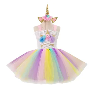 Gaun Tutu Unicorn Grosir untuk Anak-anak, Set Ikat Kepala Tanduk Unicorn, Kostum Pesta Unicorn untuk Anak Perempuan, Gaun - Product Image 1