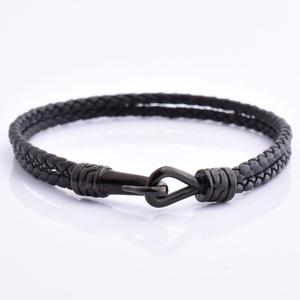 कारखाने थोक कस्टम लोगो व्यक्तिगत स्टाइलिश सोने की मछली हुक ब्राउन चमड़े के कंगन - Product Image 3