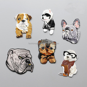 fashion dog embroidery patches animal embroidered design iron on t-shirt