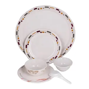 Bộ Đồ Ăn Tối Cắm Trại 6 Món Melamine Mộc Mạc Kèm Đĩa & Bát