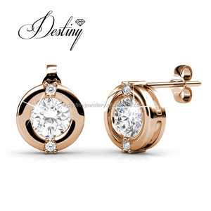 Ensemble de bijoux pendentifs et boucles d'oreilles Fashion Daisini orné de cristaux <span class=keywords><strong>Swarovski</strong></span> <span class=keywords><strong>parure</strong></span> de bijoux en plaqué or 18 carats pour femme - Product Image 5