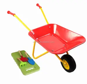 Outil de jardin pour enfants, pneu en métal de brouette, cour Rover avec plateau en acier, rouge