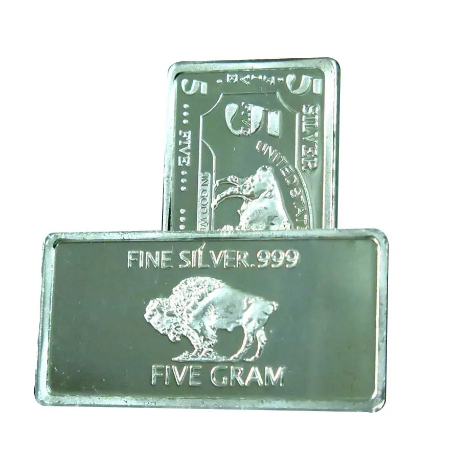 Best selling products precious metal investment 5 Gram original Fine Silver Buffalo Bar