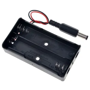 2x 18650 Battery Holder Storage Box Case with DC 5.5x2.1mm Power Plug 2 Slot Batteries Container