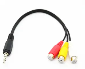 3.5mm כדי 3RCA M/F AV AUX אודיו כבל מתאם כבל עבור Samsung Galaxy S III S3