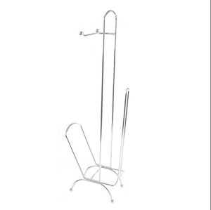 <strong>Free</strong> <strong>Standing</strong> Metal Wire Chrome <strong>Toilet</strong> <strong>Paper</strong> and Magazine <strong>Holder</strong> for Bathroom Storage - Product Image 2