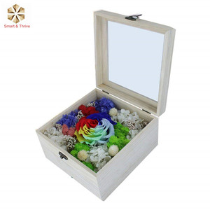 Gobelet en <span class=keywords><strong>bois</strong></span> personnalisé avec couvercle <span class=keywords><strong>verre</strong></span>, boîtes d'emballage carrées, récipients à fleurs <span class=keywords><strong>de</strong></span> luxe, 10 pièces - Product Image 3