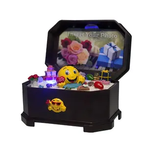 Gifting Custom song Led lighted rotating animated scene Sound Sensor jewelry shaped music box with Lid