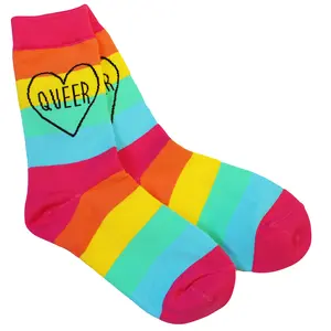 Adult size Queer Rainbow Socks Gift Cute Kawaii LGBT Pride Lesbian Gay Bisexual Trans Drag Queen socks