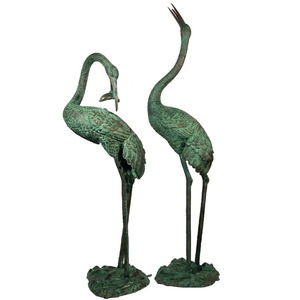 Decorazione del giardino a grandezza naturale bronzo pair gru sculture - Product Image 1