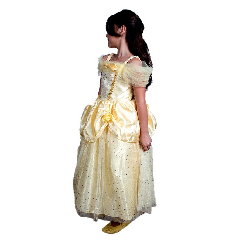 Girl 3-12 Years Princess Kids Retro Satin Bow Mesh Sequined European Princess Dress