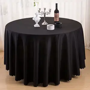 Factory Selling Table Linens 132 Inch Black Wedding Round Table Cloth