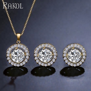 RAKOL SP266 Simple Crystal <strong>Bridal</strong> <strong>Jewelry</strong> <strong>Set</strong> CZ Zircon Round Pendant Necklace Earrings <strong>Set</strong> - Product Image 5
