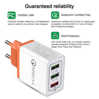 Pengisi Daya USB Universal 3 Port Pengisi Daya Cepat Adaptor Perjalanan Adaptor Pengisi Daya Dinding Portabel Colokan EU untuk Tablet iPhone Android