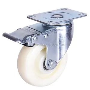 Zhongshan 50mm/125mm PVC/nylon medium-duty universal flat with brake stretcher rigid caster wheel 2.5 inch