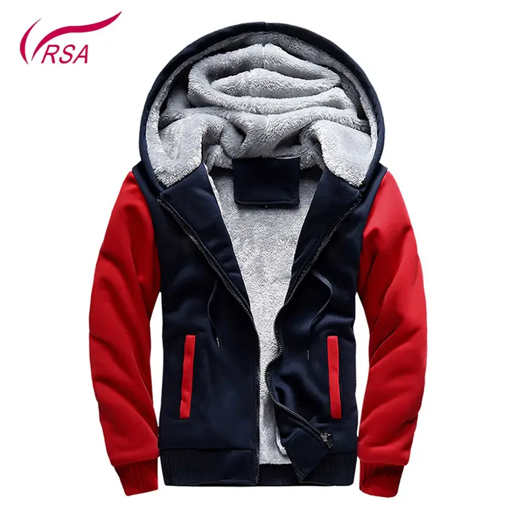 Winter Male Coat Casual Zipper Thicken Velvet Fur Man With Lining Hoodie